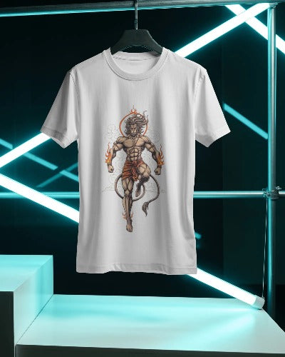 Naviko Lord Hanuman Graphic T-Shirt | 100% Cotton | 180 GSM | Unisex Regular Fit